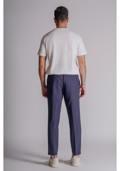 Erkek Yandan Cepli Beli Lastikli Slim Fit Chino Pantolon Lacivert fiyatları