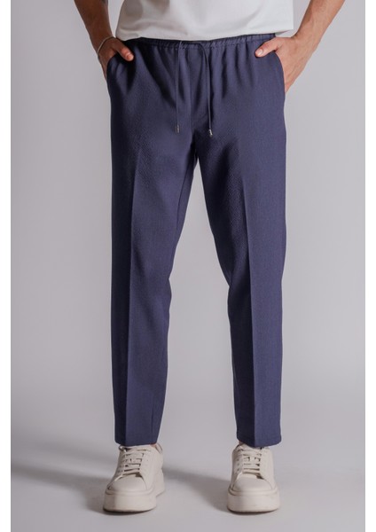 Erkek Yandan Cepli Beli Lastikli Slim Fit Chino Pantolon Lacivert modelleri