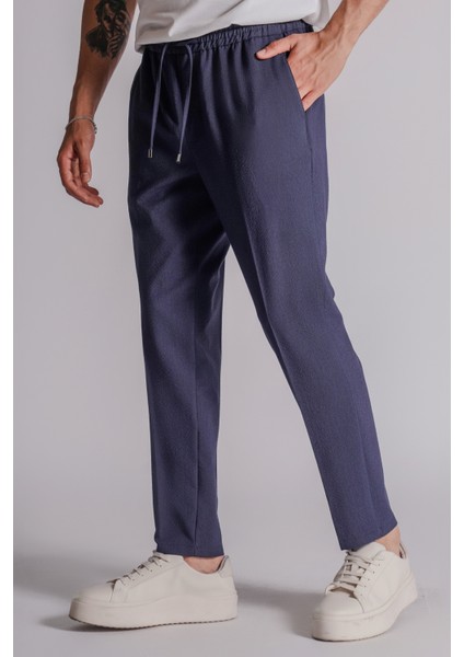 Erkek Yandan Cepli Beli Lastikli Slim Fit Chino Pantolon Lacivert fırsatları