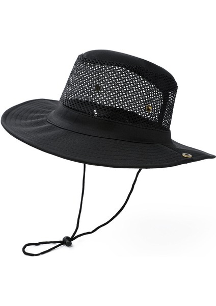 Nefes Alabilir Örgü Kova Şapka Düz Renk Katlanabilir Güneş Şapkası (Yurt Dışından)