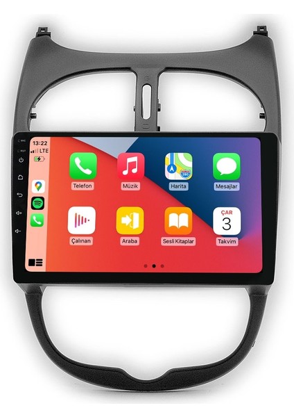 Peugeot 206 9inç 2gb Ram 32GB Hafızalı Kablosuz Carplay Androidauto Oem Multimedya Navigasyon