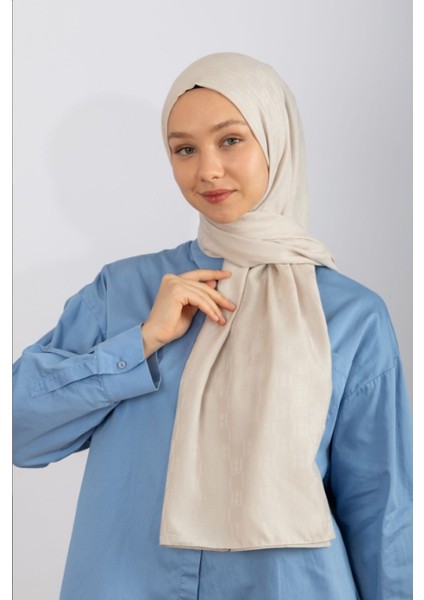 İpeksi H Monogram Jakar Şal Krem