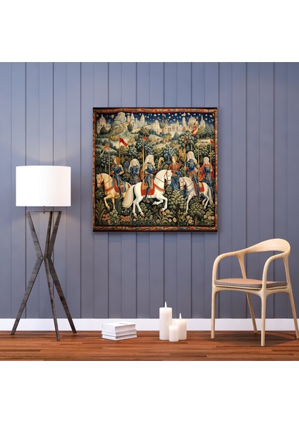 Ortaçağ Goblen Kanvas Tablo, 30 x 30 cm fiyatları