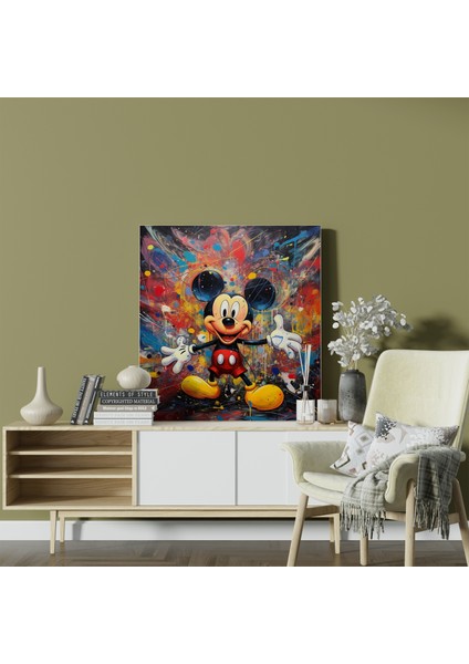 Kozmik Mickey Mouse Kanvas Tablo, 30 x 30 cm