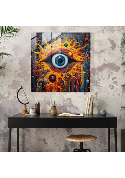 Nazar Boncuğu Cam Baskı - Nazar Boncuğu, Cam Sanatı, Duvar Süslemesi, Cam Baskı, 30 x 30 cm fiyatları