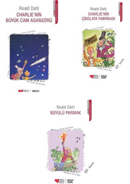 Charlie'nin Büyük Cam Asansörü - Charlie'nin Çikolata Fabrikası - Büyülü Parmak 3 Kitap - Roald Dahl