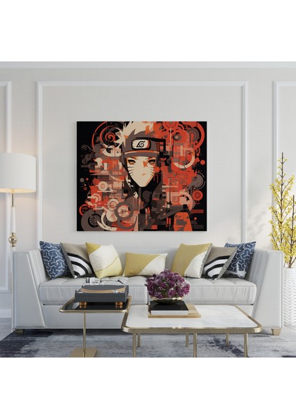 Soyut Naruto Sembolleri Kolaj Kanvas Tablo, 30 x 30 cm