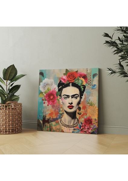 Frida Kahlo Mozaik Kanvas Tablo - Frida Kahlo, Desenli Öğeler, Kolaj Tarzı Mozaik, Duvar Dekorasyonu, 30 x 30 cm modelleri