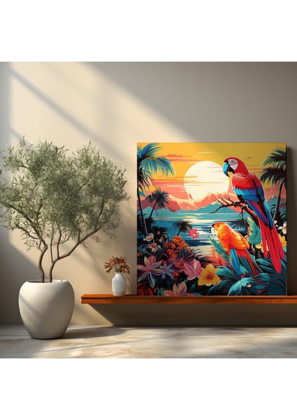 Tropikal Cennet Pop Art Kanvas Tablo, 30 x 30 cm fiyatları