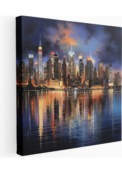 Manhattan Skyline Şehir Manzarası Kanvas Tablo, 30 x 30 cm