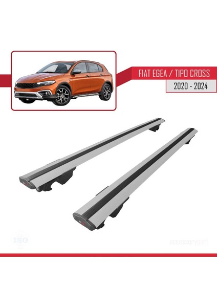 Egea Cross Hook Model Uyumlu Anahtar Kilitli Ara Atkı Tavan Barı Gri 2020 2021 2022 2023 2024