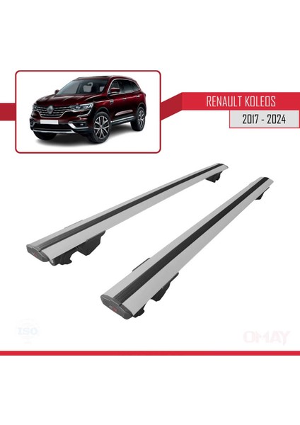 Renault Koleos 2017 ve Sonrası ile Uyumlu Hook Model Anahtar Kilitli Ara Atkı Tavan Barı Gri fırsatları