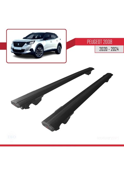 DBC Online Peugeot 2008 2020 ve Sonrası ile Uyumlu Hook Model Anahtar Kilitli Ara Atkı Tavan Barı Siyah