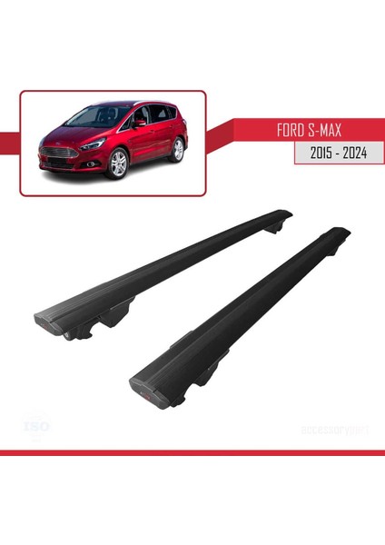 Ford S-Max 2015 ve Sonrası ile Uyumlu Hook Model Anahtar Kilitli Ara Atkı Tavan Barı Siyah