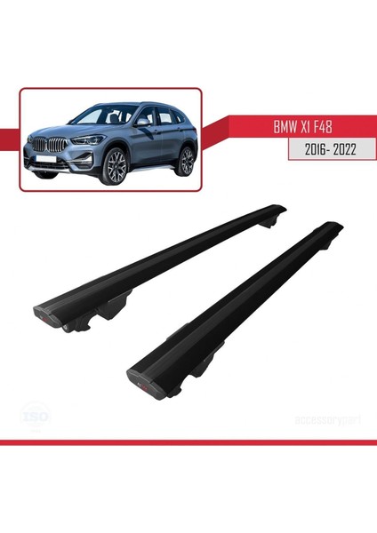 DBC Online Bmw X1 (F48) 2016-2022 Arası ile Uyumlu Hook Model Anahtar Kilitli Ara Atkı Tavan Barı Siyah