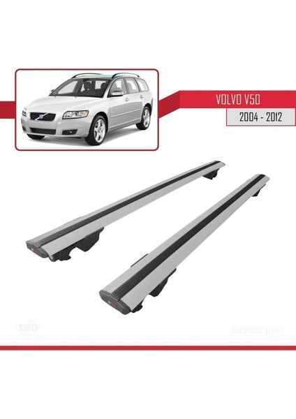 Volvo V50 Estate 2004-2012 Arası ile Uyumlu Hook Model Anahtar Kilitli Ara Atkı Tavan Barı Gri fırsatları