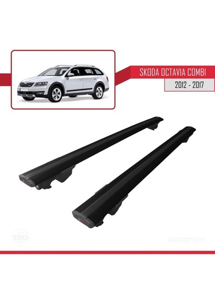 Skoda Octavia Combı 2012-2017 Arası ile Uyumlu Hook Model Anahtar Kilitli Ara Atkı Tavan Barı Siyah