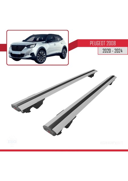 Peugeot 2008 2020 ve Sonrası ile Uyumlu Hook Model Anahtar Kilitli Ara Atkı Tavan Barı Gri fırsatları
