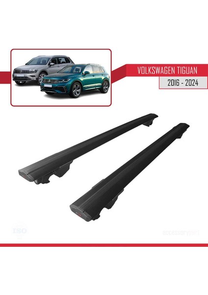 Vw Tiguan 2016 ve Sonrası ile Uyumlu Hook Model Anahtar Kilitli Ara Atkı Tavan Barı Siyah fırsatları