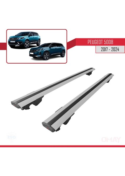 Peugeot 5008 2017 ve Sonrası ile Uyumlu Hook Model Anahtar Kilitli Ara Atkı Tavan Barı Gri fırsatları
