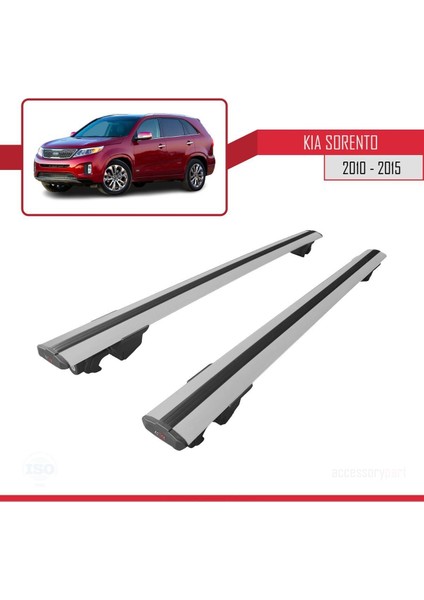 Kia Sorento 2010-2015 Arası ile Uyumlu Hook Model Anahtar Kilitli Ara Atkı Tavan Barı Gri fırsatları