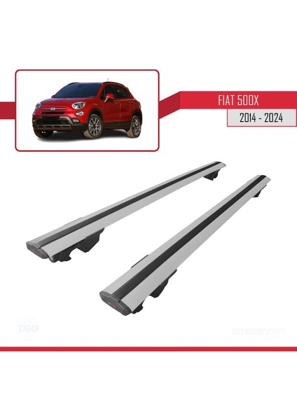 Fiat 500X 2014 ve Sonrası ile Uyumlu Hook Model Anahtar Kilitli Ara Atkı Tavan Barı Gri fırsatları