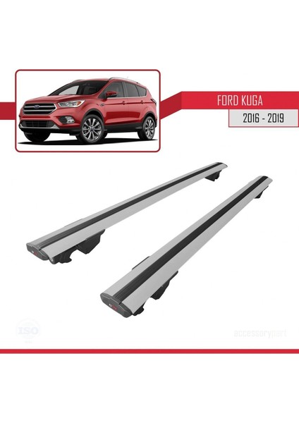 Ford Kuga 2016-2019 Arası ile Uyumlu Hook Model Anahtar Kilitli Ara Atkı Tavan Barı Gri fırsatları