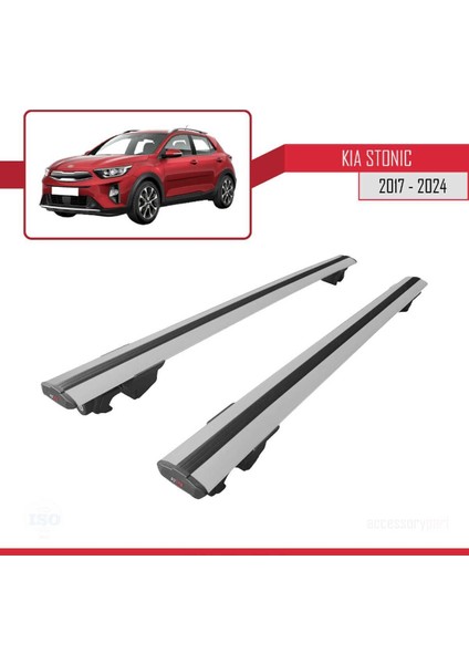 Kia Stonic 2017 ve Sonrası ile Uyumlu Hook Model Anahtar Kilitli Ara Atkı Tavan Barı Gri fırsatları