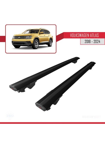 Volkswagen Atlas 2018 ve Sonrası ile Uyumlu Hook Model Anahtar Kilitli Ara Atkı Tavan Barı Siyah fırsatları