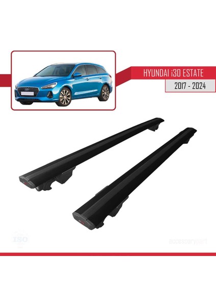 Hyundai I30 Estate 2017 ve Sonrası ile Uyumlu Hook Model Anahtar Kilitli Ara Atkı Tavan Barı Siyah fırsatları