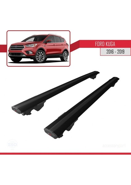Ford Kuga 2016-2019 Arası ile Uyumlu Hook Model Anahtar Kilitli Ara Atkı Tavan Barı Siyah fırsatları