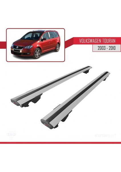 Volkswagen Touran 2003-2010 Arası ile Uyumlu Hook Model Anahtar Kilitli Ara Atkı Tavan Barı Gri fırsatları