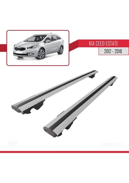 Kia Ceed Sw 2012-2018 Arası ile Uyumlu Hook Model Anahtar Kilitli Ara Atkı Tavan Barı Gri fırsatları
