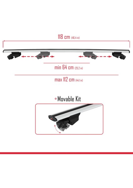 Fiat Panda Cross 2014 ve Sonrası ile Uyumlu Hook Model Anahtar Kilitli Ara Atkı Tavan Barı Gri fırsatları
