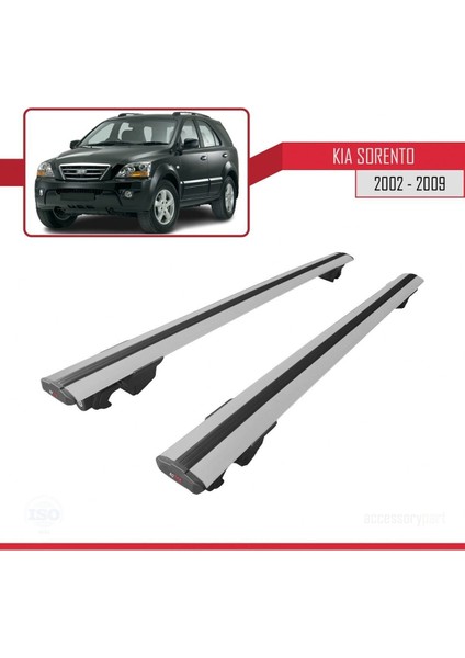 Kia Sorento 2002-2009 Arası ile Uyumlu Hook Model Anahtar Kilitli Ara Atkı Tavan Barı Gri fırsatları