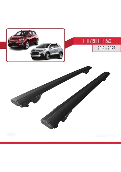 Chevrolet Trax 2013-2022 Arası ile Uyumlu Hook Model Anahtar Kilitli Ara Atkı Tavan Barı Siyah