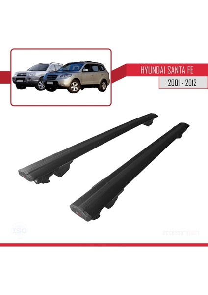 Hyundai Santa Fe 2001-2012 Arası ile Uyumlu Hook Model Anahtar Kilitli Ara Atkı Tavan Barı Siyah fırsatları