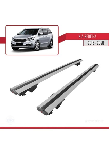 Kia Sedona / Grand Sedona (Yp) 2015-2020 Arası Hook Model Anahtar Kilitli Ara Atkı Tavan Barı Gri fırsatları