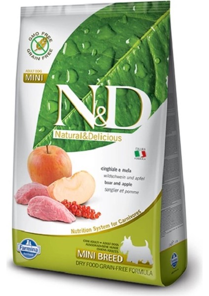 Tahılsız Yaban Domuzu-Elmalı Küçük Irk Yetişkin Köpek Maması 2.5Kg