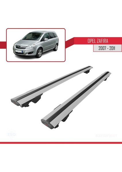 Opel Zafira 2007-2011 Arası ile Uyumlu Hook Model Anahtar Kilitli Ara Atkı Tavan Barı Gri fırsatları