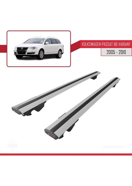 Volkswagen Passat (B6) Varıant 2005-2010 Arası Hook Model Anahtar Kilitli Ara Atkı Tavan Barı Gri