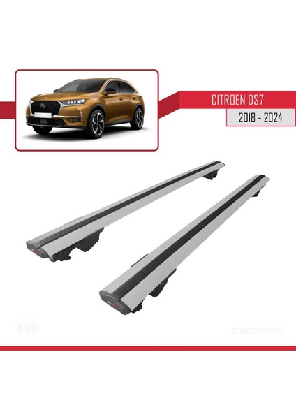 Citroen Ds7 Crossback 2018 ve Sonrası ile Uyumlu Hook Model Anahtar Kilitli Ara Atkı Tavan Barı Gri fırsatları
