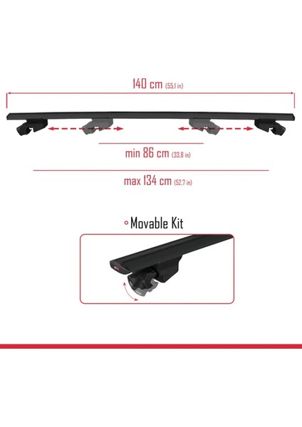 Ssangyong Rexton 2012-2017 Arası ile Uyumlu Hook Model Anahtar Kilitli Ara Atkı Tavan Barı Siyah