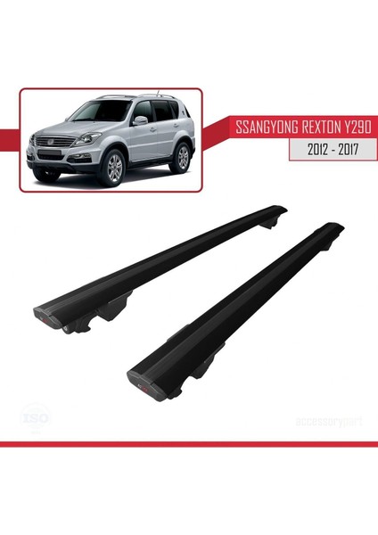 Ssangyong Rexton 2012-2017 Arası ile Uyumlu Hook Model Anahtar Kilitli Ara Atkı Tavan Barı Siyah