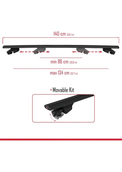 DBC Online Volkswagen Passat (B6) Varıant 2005-2010 Arası  Hook Model Anahtar Kilitli Ara Atkı Tavan Barı Siyah