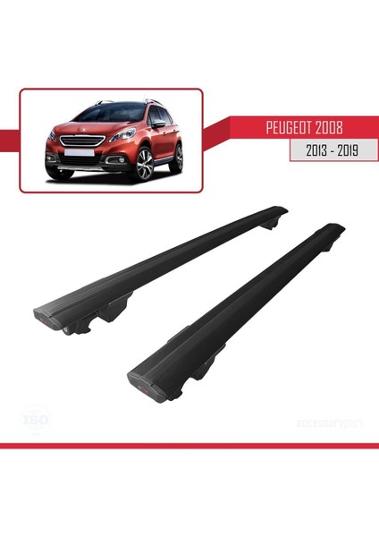 Peugeot 2008 2013-2019 Arası ile Uyumlu Hook Model Anahtar Kilitli Ara Atkı Tavan Barı Siyah fırsatları