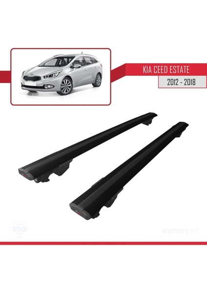 Kia Ceed Sw 2012-2018 Arası ile Uyumlu Hook Model Anahtar Kilitli Ara Atkı Tavan Barı Siyah fırsatları