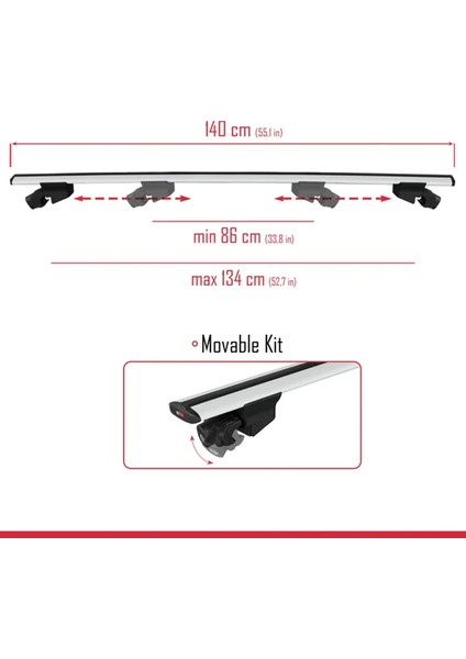 Ssangyong Rodius 2004-2013 Arası ile Uyumlu Hook Model Anahtar Kilitli Ara Atkı Tavan Barı Gri