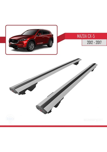 Mazda Cx-5 2012-2017 Arası ile Uyumlu Hook Model Anahtar Kilitli Ara Atkı Tavan Barı Gri fırsatları