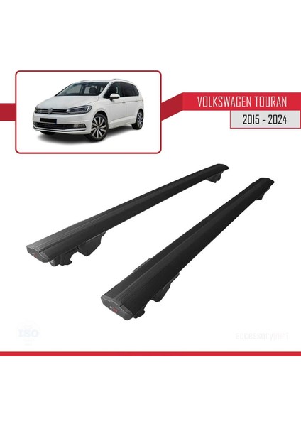 Vw Touran 2015 ve Sonrası ile Uyumlu Hook Model Anahtar Kilitli Ara Atkı Tavan Barı Siyah